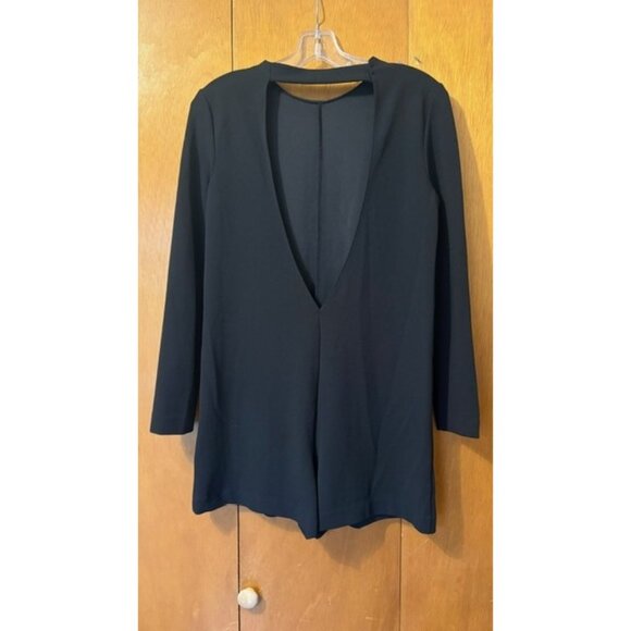 ZARA BLACK LONG SLEEVE SHORTS JUMPSUIT ROMPER, SIZE: XS, LIKE NEW - Picture 2 of 3